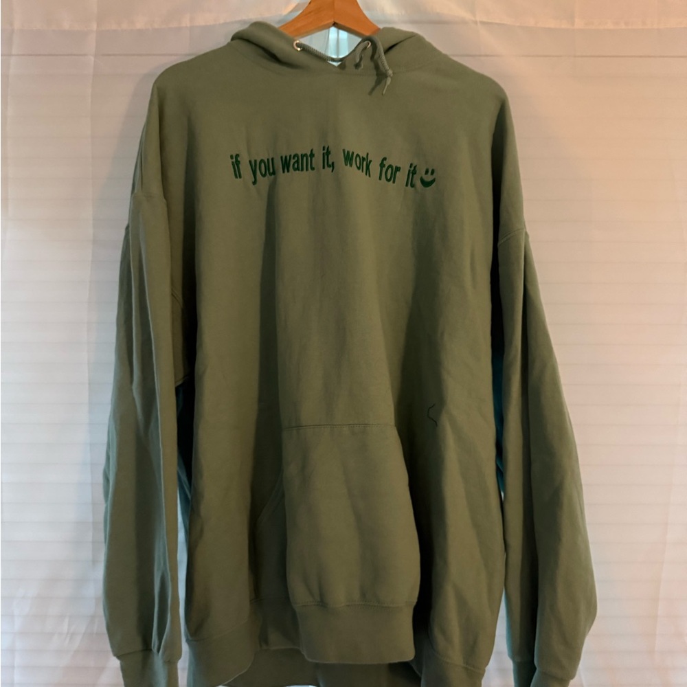 Jerzees Olive Hoodie with Motivational Text